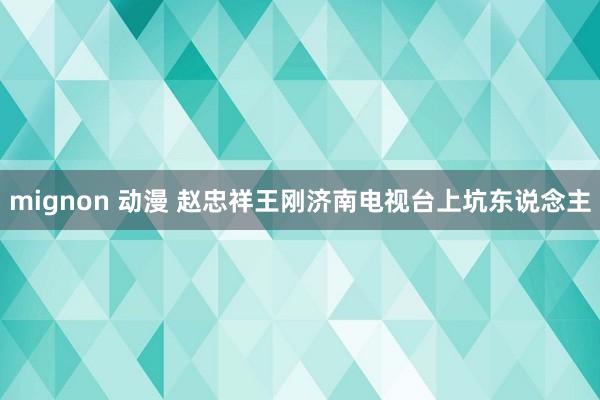 mignon 动漫 赵忠祥王刚济南电视台上坑东说念主