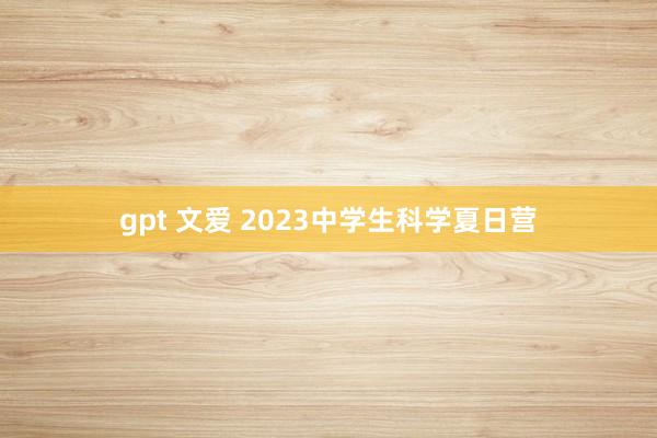 gpt 文爱 2023中学生科学夏日营